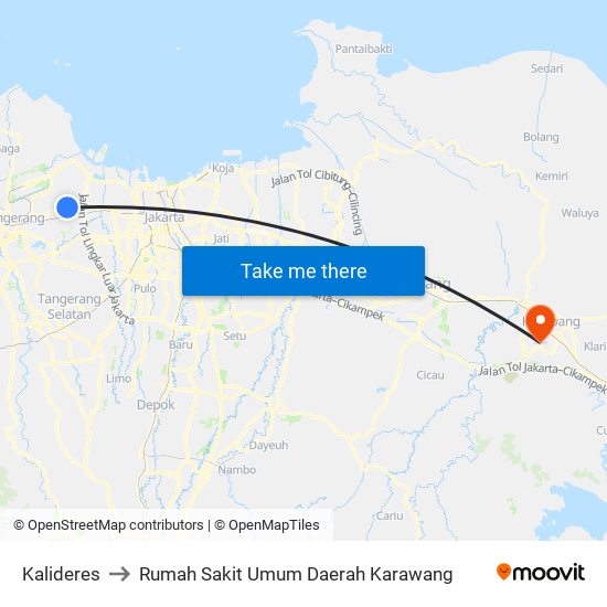 Kalideres to Rumah Sakit Umum Daerah Karawang map