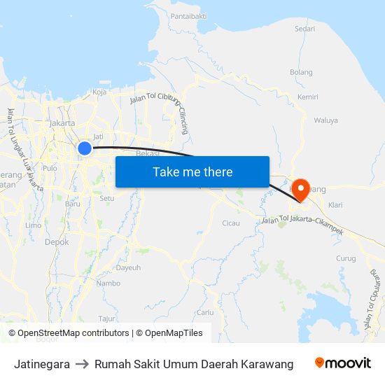 Jatinegara to Rumah Sakit Umum Daerah Karawang map