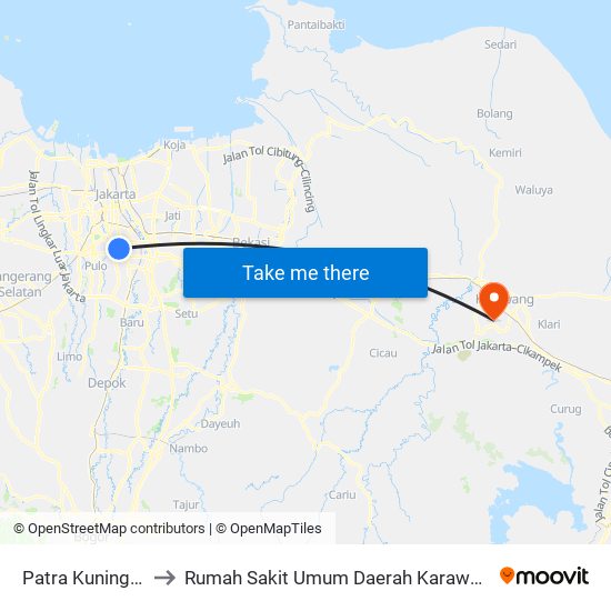 Patra Kuningan to Rumah Sakit Umum Daerah Karawang map