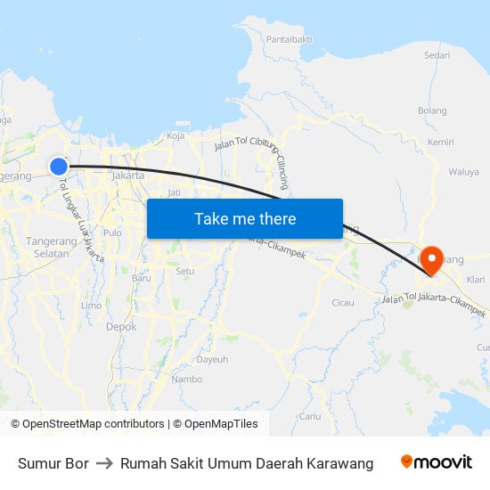 Sumur Bor to Rumah Sakit Umum Daerah Karawang map