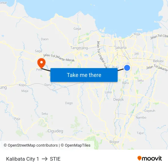 Kalibata City 1 to STIE map
