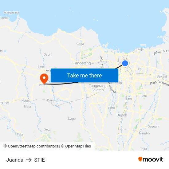 Juanda to STIE map