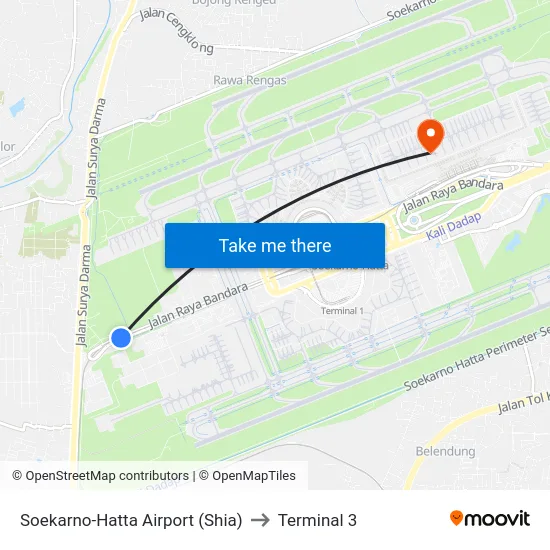 Soekarno-Hatta Airport (Shia) to Terminal 3 map