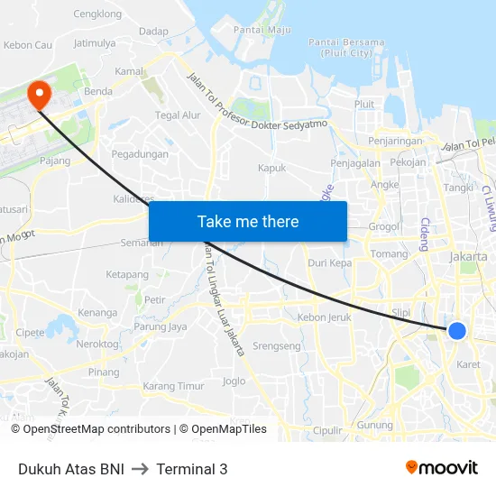 Dukuh Atas BNI to Terminal 3 map