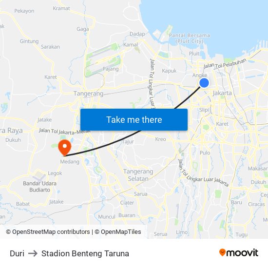 Duri to Stadion Benteng Taruna map