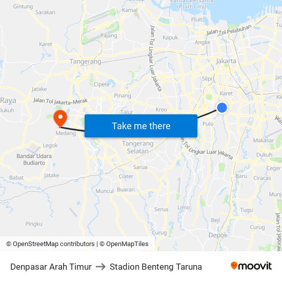 Denpasar Arah Timur to Stadion Benteng Taruna map