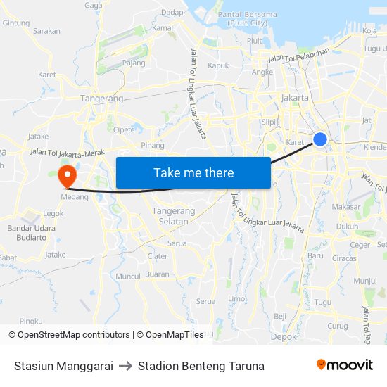 Stasiun Manggarai to Stadion Benteng Taruna map