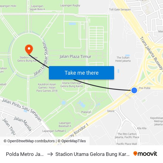 Polda Metro Jaya to Stadion Utama Gelora Bung Karno map