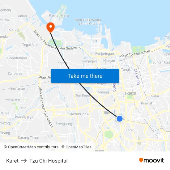 Karet to Tzu Chi Hospital map