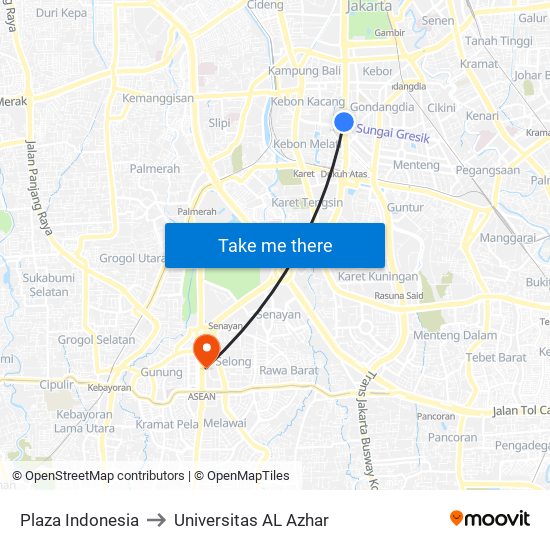 Plaza Indonesia to Universitas AL Azhar map