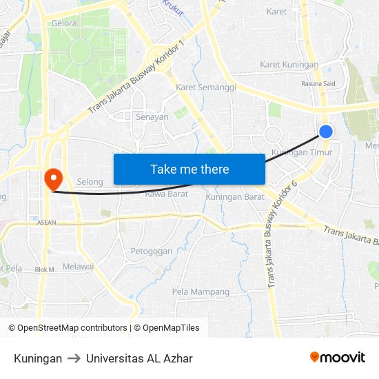 Kuningan to Universitas AL Azhar map