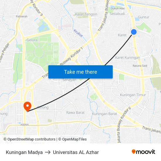 Kuningan Madya to Universitas AL Azhar map