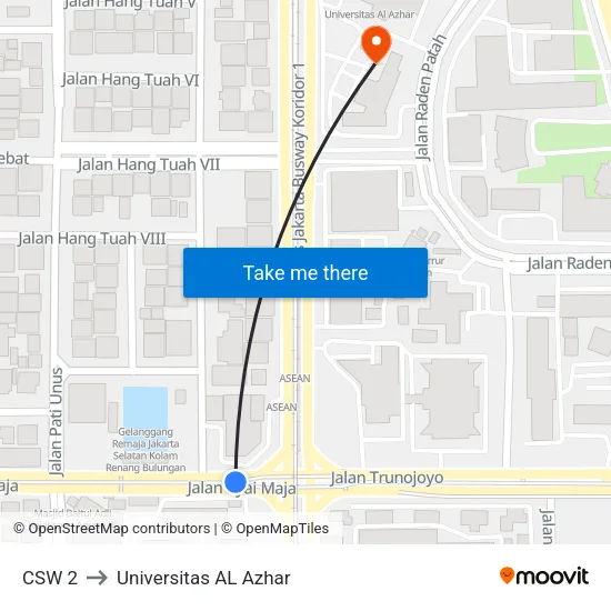CSW 2 to Universitas AL Azhar map