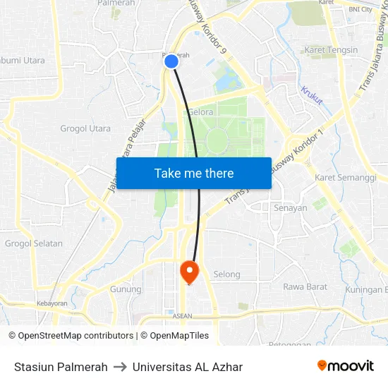 Stasiun Palmerah to Universitas AL Azhar map