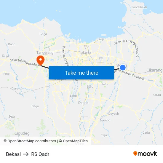 Bekasi to RS Qadr map