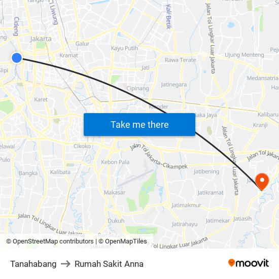 Tanahabang to Rumah Sakit Anna map