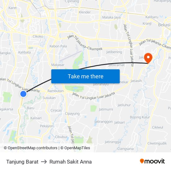 Tanjung Barat to Rumah Sakit Anna map