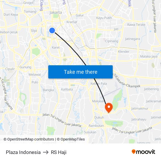 Plaza Indonesia to RS Haji map