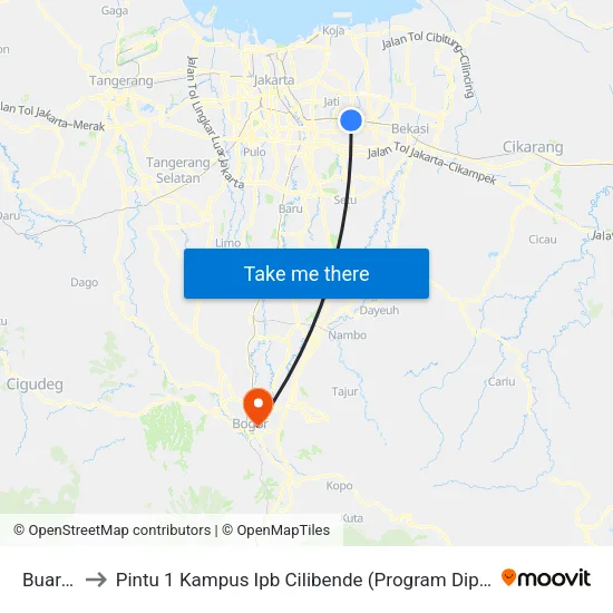 Buaran to Pintu 1 Kampus Ipb Cilibende (Program Diploma) map