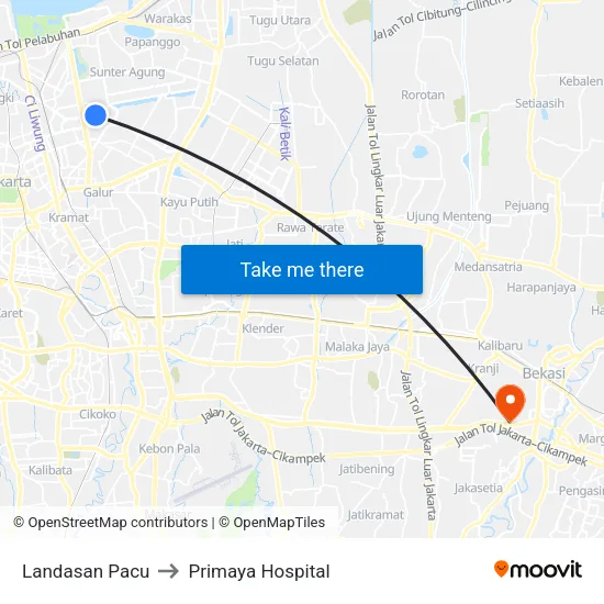 Landasan Pacu to Primaya Hospital map