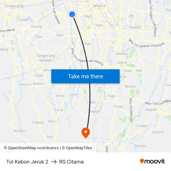 Tol Kebon Jeruk 2 to RS Citama map