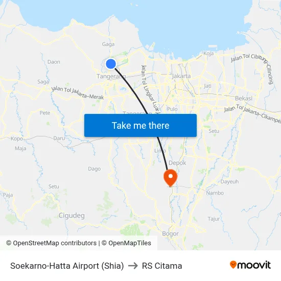 Soekarno-Hatta Airport (Shia) to RS Citama map