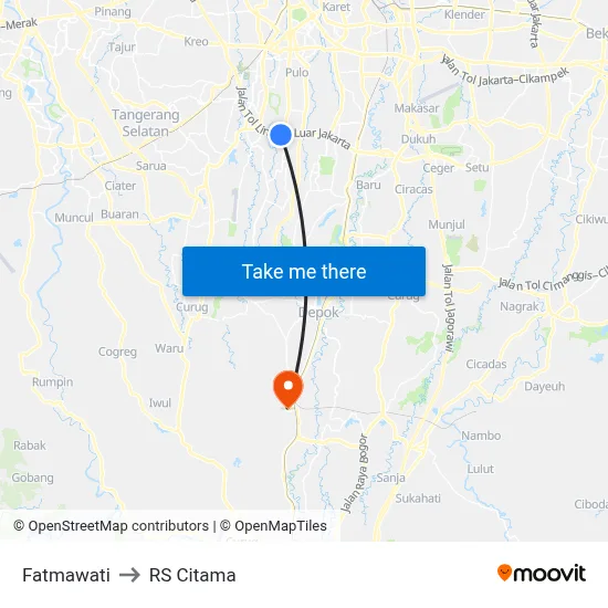 Fatmawati to RS Citama map