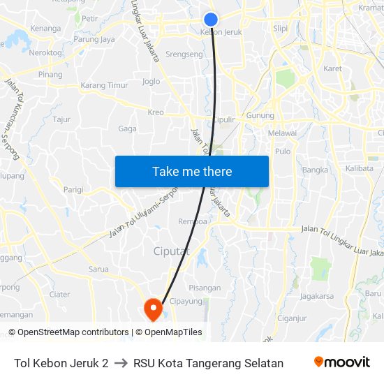 Tol Kebon Jeruk 2 to RSU Kota Tangerang Selatan map