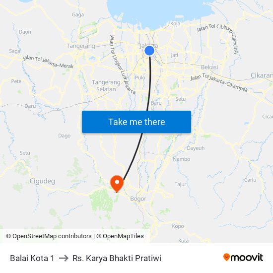 Balai Kota 1 to Rs. Karya Bhakti Pratiwi map