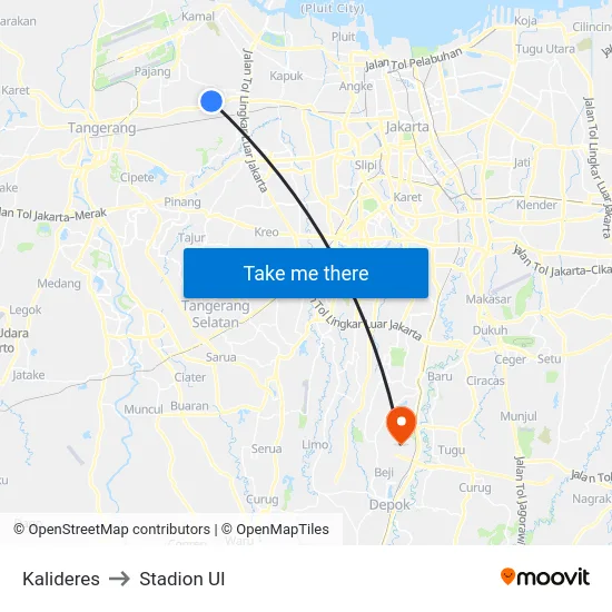 Kalideres to Stadion UI map
