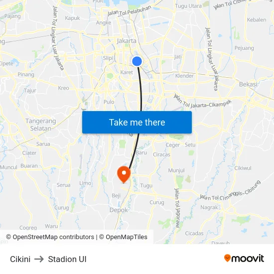 Cikini to Stadion UI map