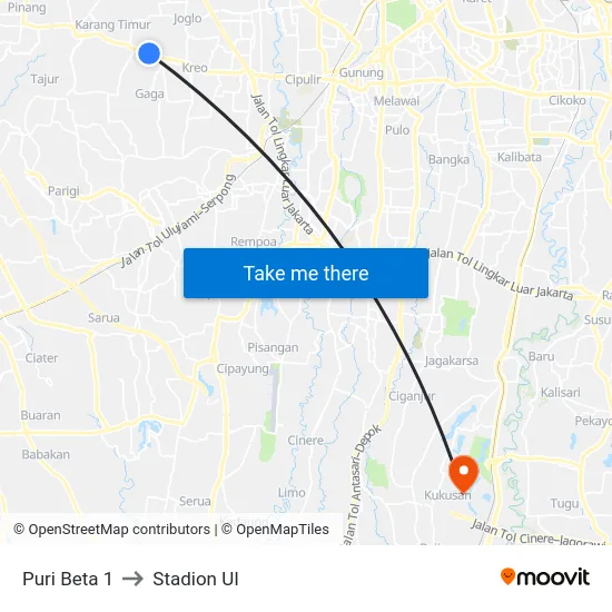 Puri Beta 1 to Stadion UI map