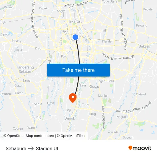 Setiabudi to Stadion UI map