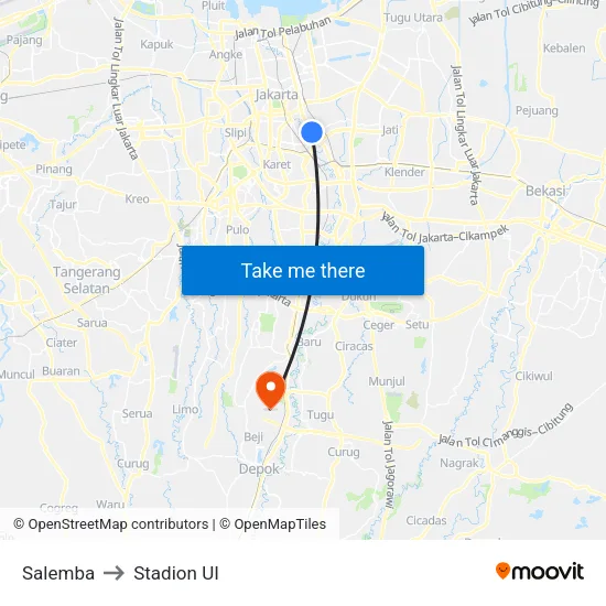 Salemba to Stadion UI map