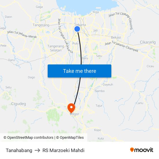 Tanahabang to RS Marzoeki Mahdi map