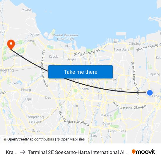 Kranji to Terminal 2E Soekarno-Hatta International Airport map