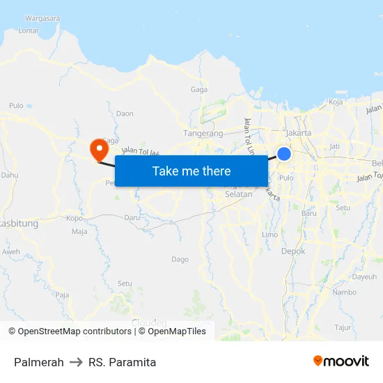 Palmerah to RS. Paramita map