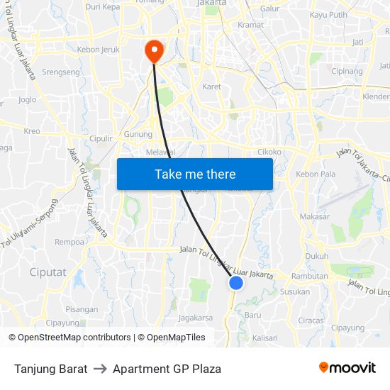 Tanjung Barat to Apartment GP Plaza map
