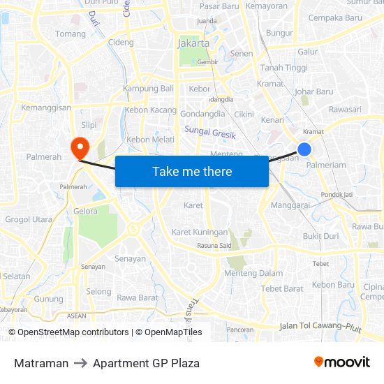 Matraman to Apartment GP Plaza map