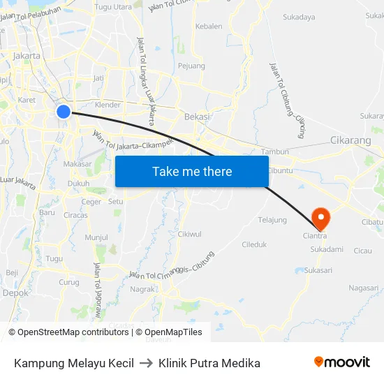 Kampung Melayu Kecil to Klinik Putra Medika map
