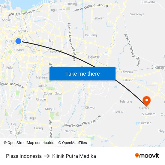 Plaza Indonesia to Klinik Putra Medika map