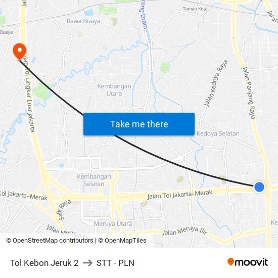 Tol Kebon Jeruk 2 to STT - PLN map