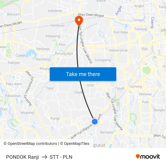 PONDOK Ranji to STT - PLN map