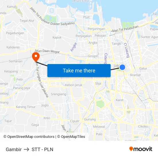 Gambir to STT - PLN map