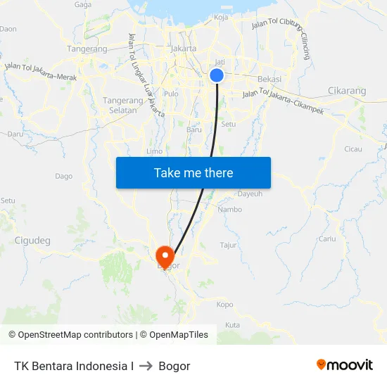TK Bentara Indonesia I to Bogor map
