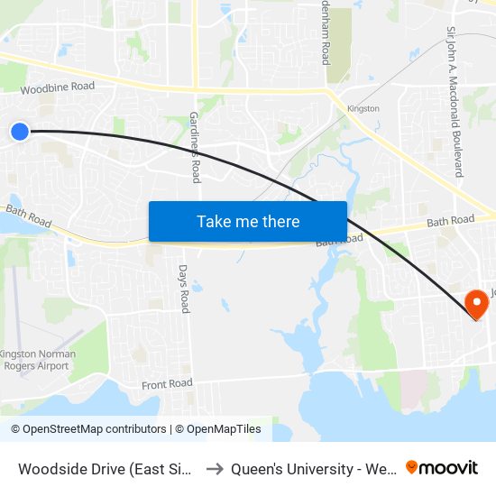 Woodside Drive (East Side Of Mona) to Queen's University - West Campus map