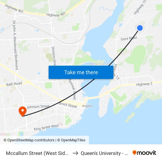 Rose Abbey / Mccallum to Queen's University - West Campus map