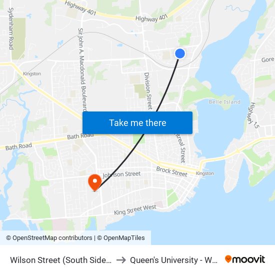 Wilson Street (South Side Of Drennan) to Queen's University - West Campus map