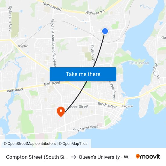 Weller / Wiley to Queen's University - West Campus map