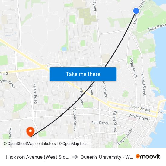Hickson Avenue (West Side Of Montreal) to Queen's University - West Campus map